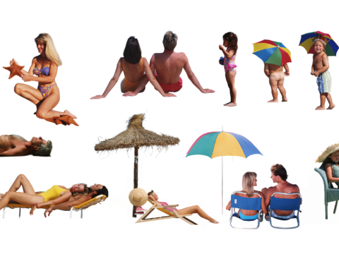 Psd Free Beach Swimming Pool Characters