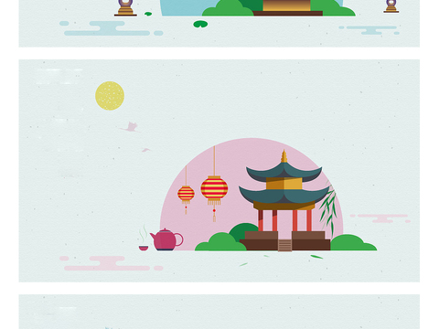 Mid-Autumn Festival fresh simple illustration material