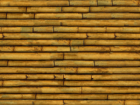 Seamless yellow distressed bamboo pole bamboo fence