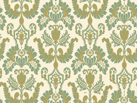 Seamless Green European French Classical Pattern Wallpaper Wall Cloth Wall Cloth