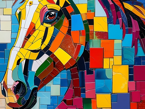 horse head abstract art painting