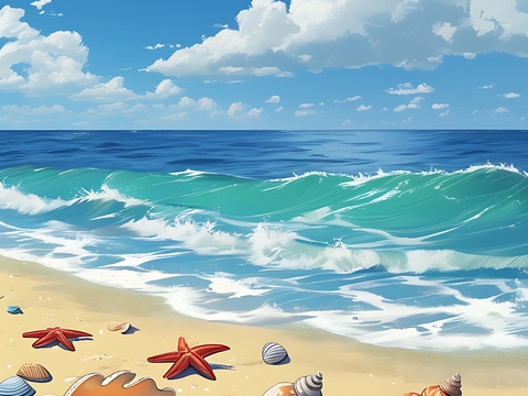 Seaside landscape painting