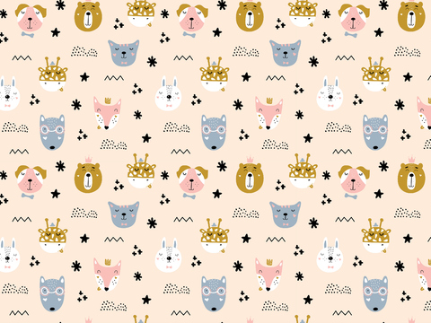 Seamless children's room cartoon wallpaper