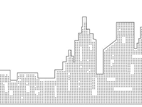 Modern Black and White Bump City Silhouette