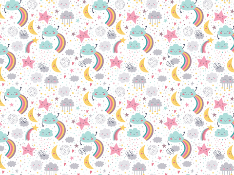 Seamless children's room cartoon wallpaper