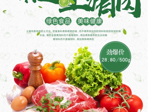 Green Food Poster Farm Organic Ecological Nutrition Fresh Fruit Vegetables Poster