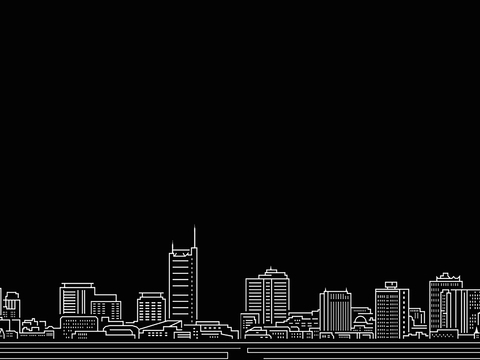 Modern Black and White Bump City Silhouette