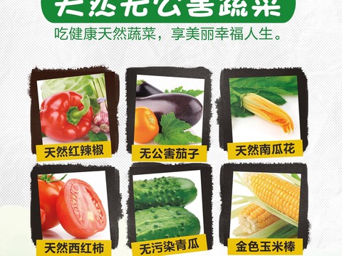 Green Food Poster Farm Organic Ecological Nutrition Fresh Fruit Vegetables Poster