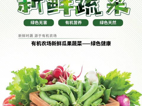 Green Food Poster Farm Organic Ecological Nutrition Fresh Fruit Vegetables Poster