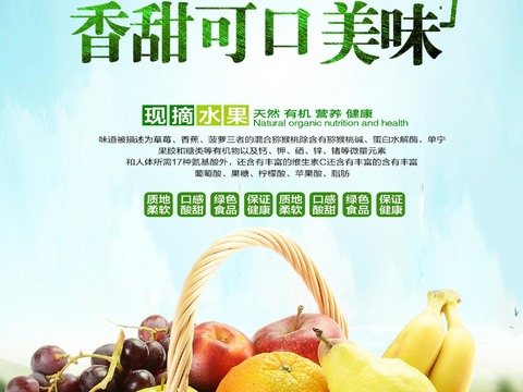 Green Food Poster Farm Organic Ecological Nutrition Fresh Fruit Vegetables Poster