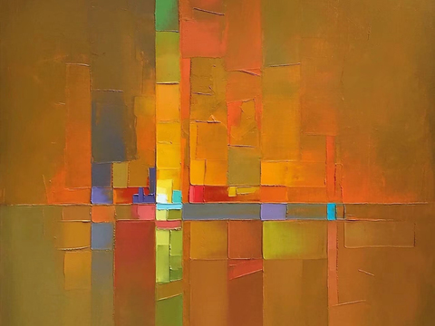 Color abstract geometric texture oil painting