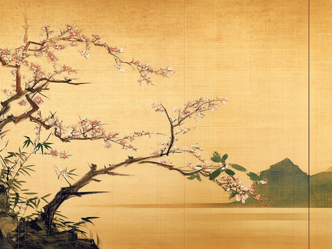 New Chinese Style Plum Blossom Branch Zen Mural Painting