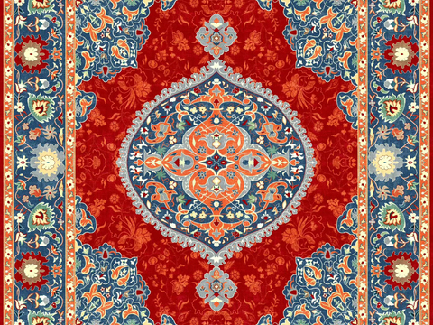 Red French Retro Ethnic Pattern Carpet