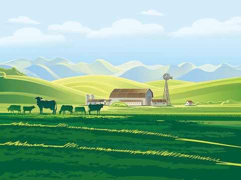 Modern natural scenery illustration