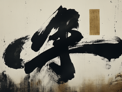 New Chinese Japanese Style National Tide Calligraphy Word Mural Painting