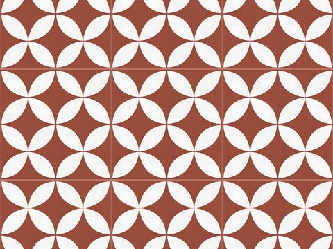 Red and white vintage mosaic tiles