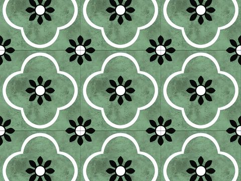 Vintage green mosaic tiles