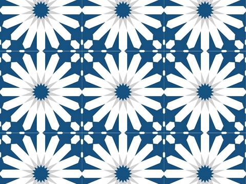 Vintage white blue mosaic tile