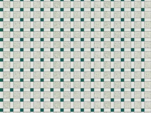 White and green plaid mosaic tile