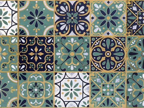 Ancient white green mosaic tile tile