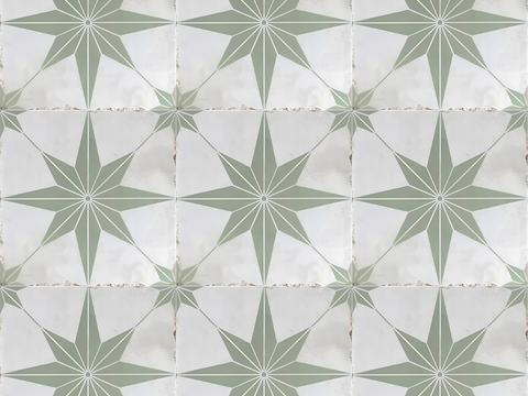 Vintage white green tiles