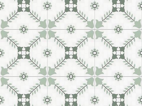 Vintage white green mosaic tile