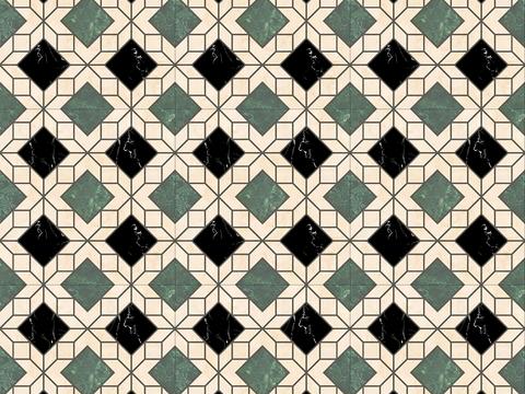 green and black plaid mosaic tile