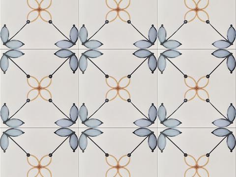 white blue mosaic tile