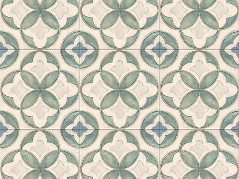 Vintage blue and white mosaic tiles