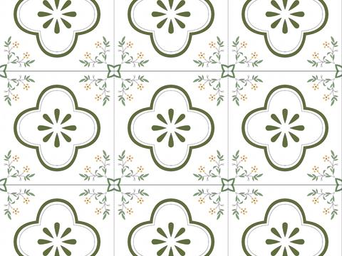 Ancient white green mosaic tile tile