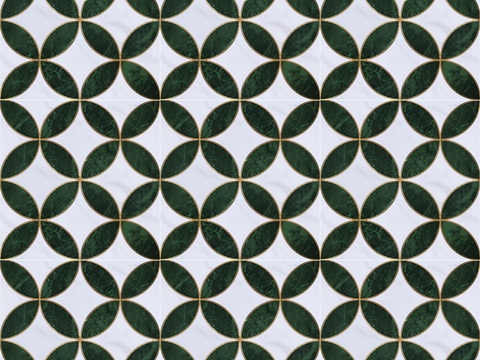 Vintage French white green mosaic tiles