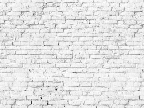 Seamless white cultural brick rectangular staggered brick wall