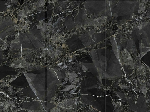 Amber Black Marble Rock Slab