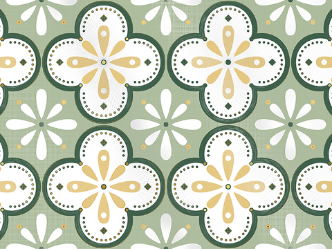 Green small flower natural series tiles