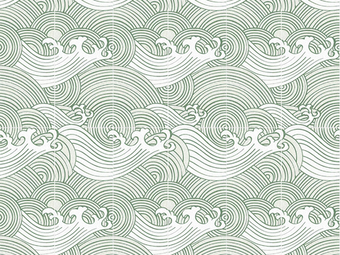 New Chinese-style green wave pattern tiles