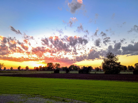 Sunrise sunset cloudy sky landscape landscape