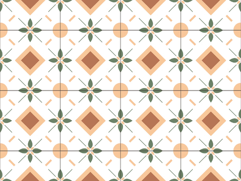 Nordic Style Refreshing Orange Pattern Vintage Tiles