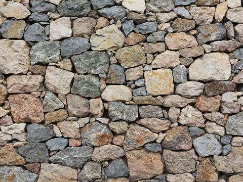 Polygonal irregular dry base stone rubble wall (2)