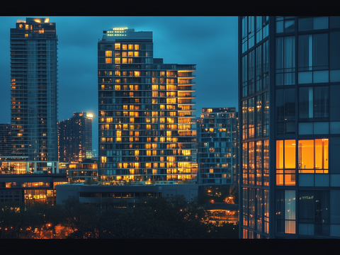 Modern City High-rise Building Road Night View