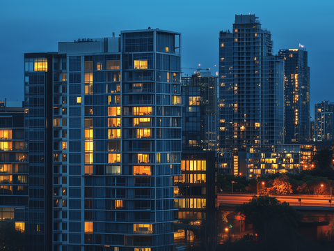 Modern City High-rise Building Road Night View