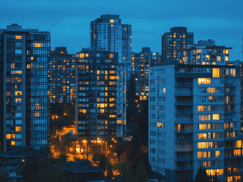 Modern City High-rise Building Road Night View