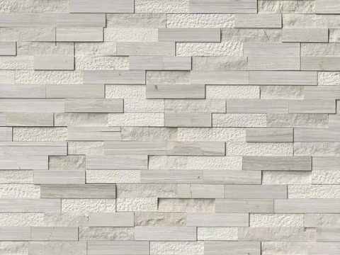 Seamless gray-white long concave-convex culture stone wall surface