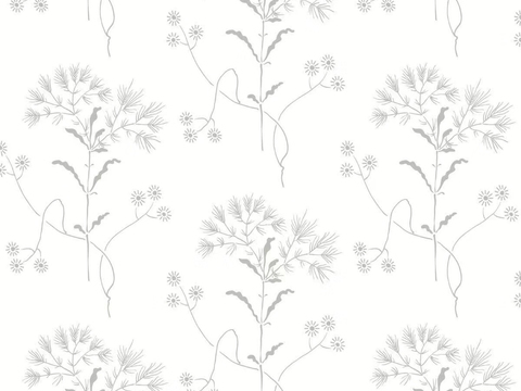 Seamless black and white plant line wallpaper