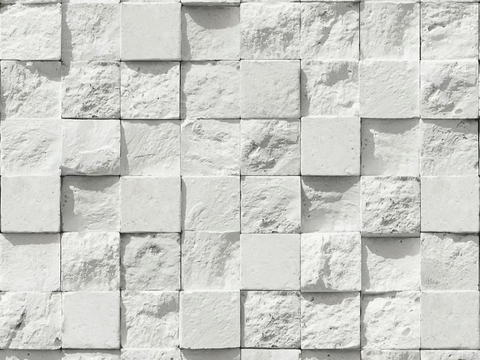 Seamless white concave-convex small square stone mosaic