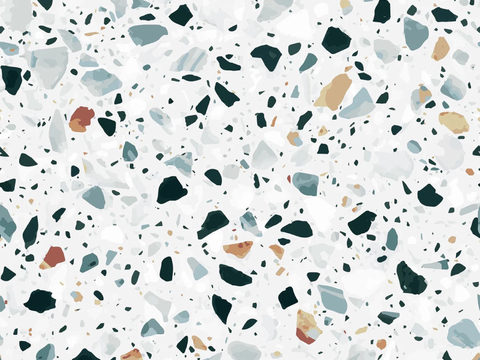 Seamless white colored large particle terrazzo