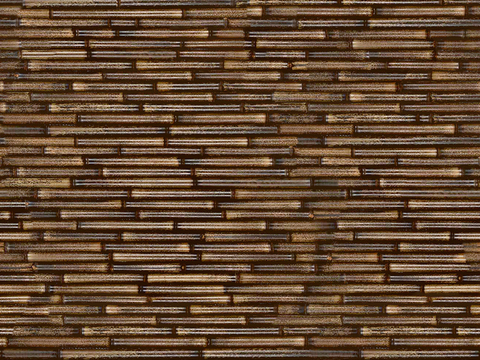 Seamless brown distressed bamboo pole bamboo fence