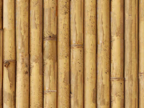 Seamless yellow distressed bamboo pole bamboo fence