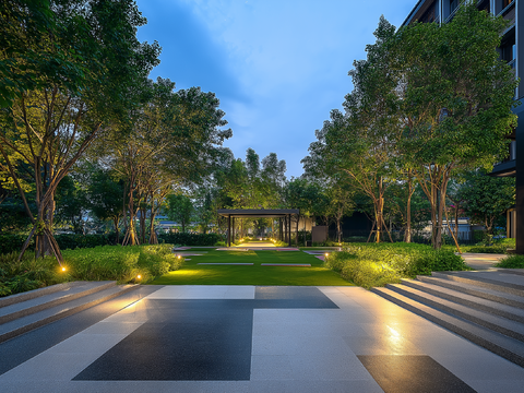 Night view of residential park