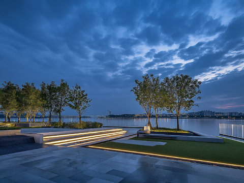 Night view of residential park