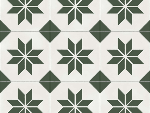 Retro Nordic French Style Dark Green Geometric Pattern Tiles